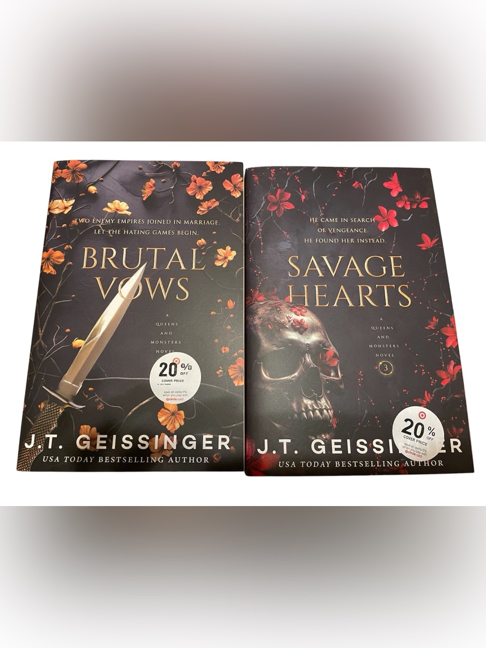 Savage Hearts and Brutal Vows by J.T. Geissinger paperback books